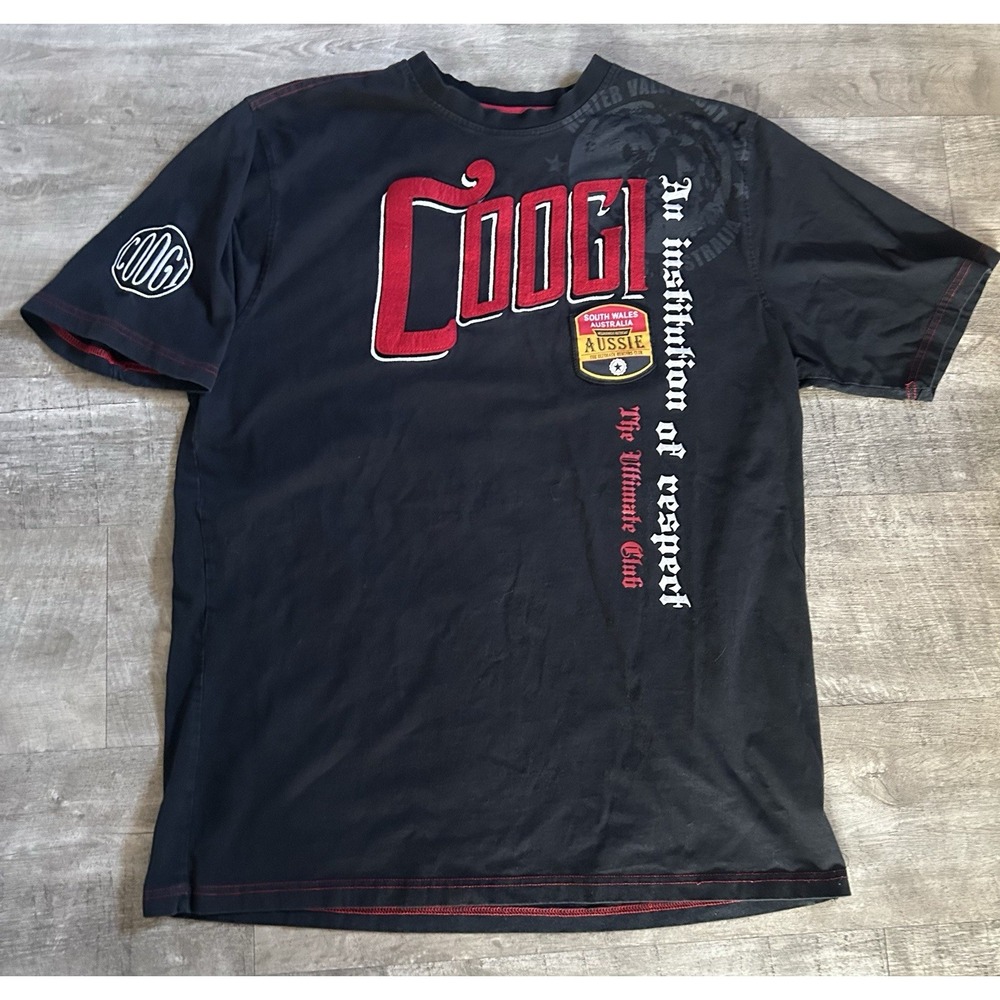 Coogi Shirt Men's 2XL Aussie‎ Black Red Short Sleeve Ultimate Club Respect